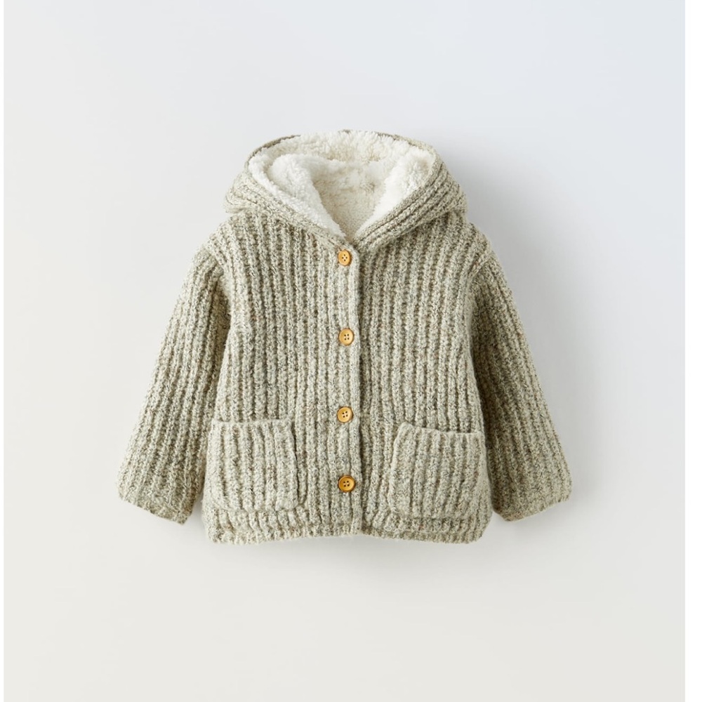 NWT Zara 3-6m oversized hooded knit sweater jacket